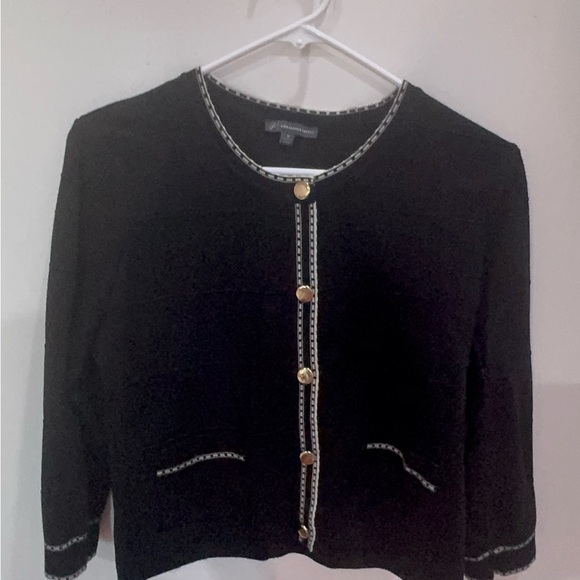 Adrianna Papell Black Cardigan with Gold Details - Picture 4 of 8